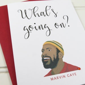 Tarjeta Marvin Gaye, Qué está pasando, Marvin Gaye, Tarjeta de notas en caja, Sólo porque, Amistad, Aliento, Mantenerse en contacto, Soul Fan, Motown Fan imagen 2