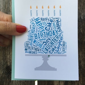 Birthday Cake Card, Blue Birthday Card for Dad, Father, Husband, Son, Brother, Nephew, Uncle, Cousin, Friend, Godfather, BFF, Boss, Coworker image 2