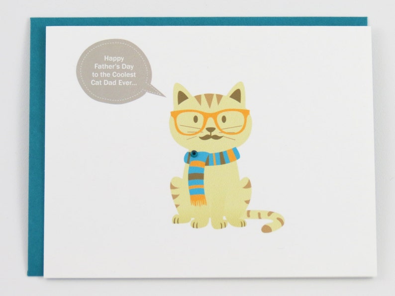 Cat Fathers Day Card, Coolest Cat Dad Ever, Pet Dad, Cat Dad, Custom Cat Card, Cat Lover, Cat Owner, From the Cat, for Dad, Husband, Pet Dad image 1