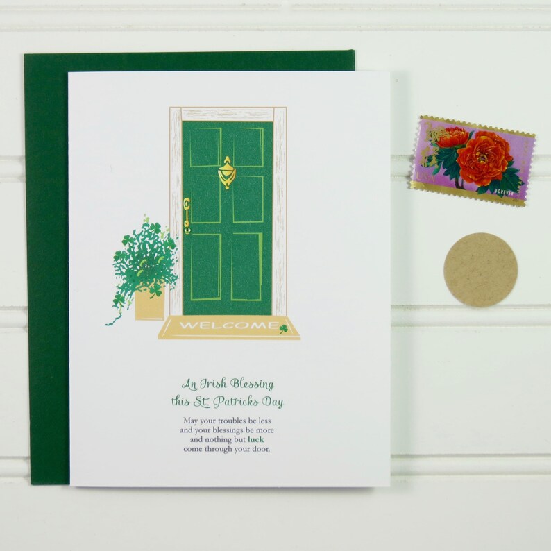 St. Patricks Day Card, St. Patrick's Day, Irish Blessing, New Home, Cute Card, Custom Card, New Apartment Card, New House, Good Luck, Prayer image 2