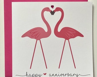 Flamingo Wedding Card, Flamingo Anniversary Card, Flamingo Beach Card, Flamingo Love, Beach Wedding, Congratulations, Coastal Wedding, Gay