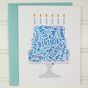 Birthday Cake Card, Blue Birthday Card for Dad, Father, Husband, Son, Brother, Nephew, Uncle, Cousin, Friend, Godfather, BFF, Boss, Coworker image 1