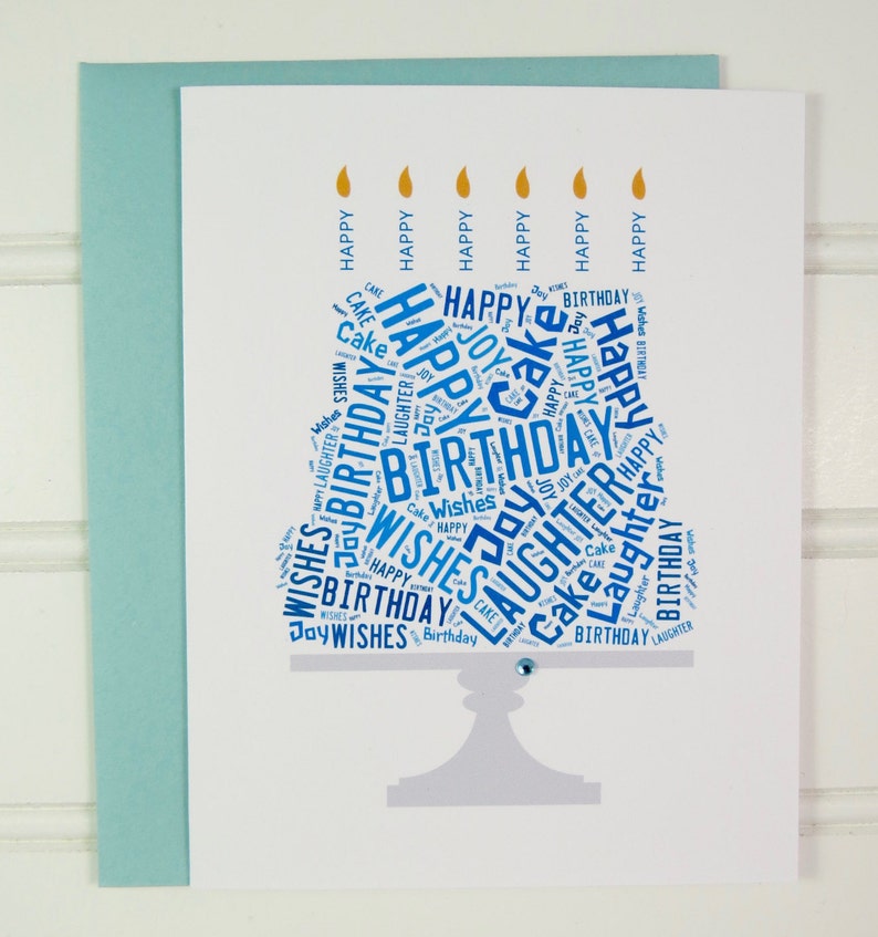 Birthday Cake Card, Blue Birthday Card for Dad, Father, Husband, Son, Brother, Nephew, Uncle, Cousin, Friend, Godfather, BFF, Boss, Coworker image 1