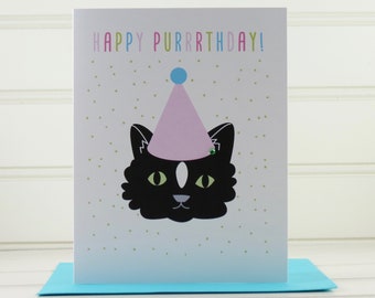 Cat Birthday Card, Birthday Card from Cat, Custom Cat Card, For Cat Lover, For Cat Owner, For Cat Mom, For Cat Dad, Black Cat Greeting Card