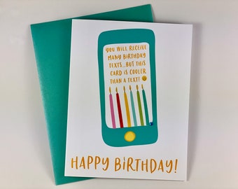 Text Birthday Card, Funny Birthday Card, Cool Card, Cute Card, Teenager, Niece, Nephew, Sister, Brother, Daughter, Son, Best Friend, Cousin