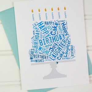 Birthday Cake Card, Blue Birthday Card for Dad, Father, Husband, Son, Brother, Nephew, Uncle, Cousin, Friend, Godfather, BFF, Boss, Coworker image 4
