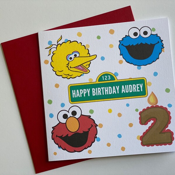 Sesame Street Card, Sesame Street Birthday Card, Personalized Card, Personalized Birthday Card, Grandson, Granddaughter, Son, Daughter, Age