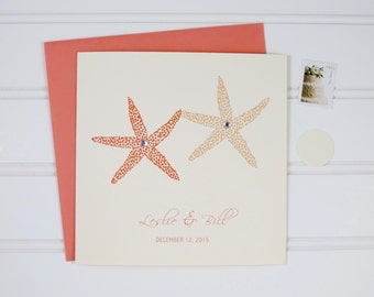 Beach Wedding Card, Custom Wedding Congratulations, Destination Wedding, Starfish, Coastal, Gay Wedding Card, Resort Wedding, Personalized