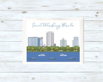 Downtown St Pete Art Print, St Pete Downtown Print, Original Art Print, The One Art Print, Downtown St Pete Illustration, St Pete Florida