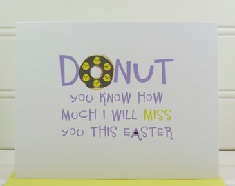 Miss You Easter Card, Donut Easter Card, Easter Card for Military, College Student, Long Distance, Miss You Card, Out of Town, Out of State