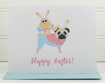 Dog Easter Card, Happy Easter Card, Dog Card, Pug Card, Easter Dog, Dog Owner, Dog Lover, from the Dog, Pet Owner, Pet Lover, for the Dog