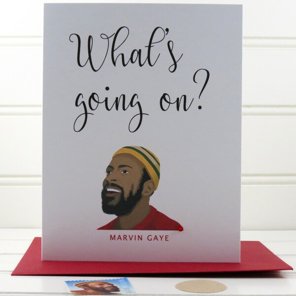 Marvin Gaye Card, What's Going On, Marvin Gaye, Boxed Notecard, Just Because, Friendship, Encouragement, Keep in Touch, Soul Fan, Motown Fan