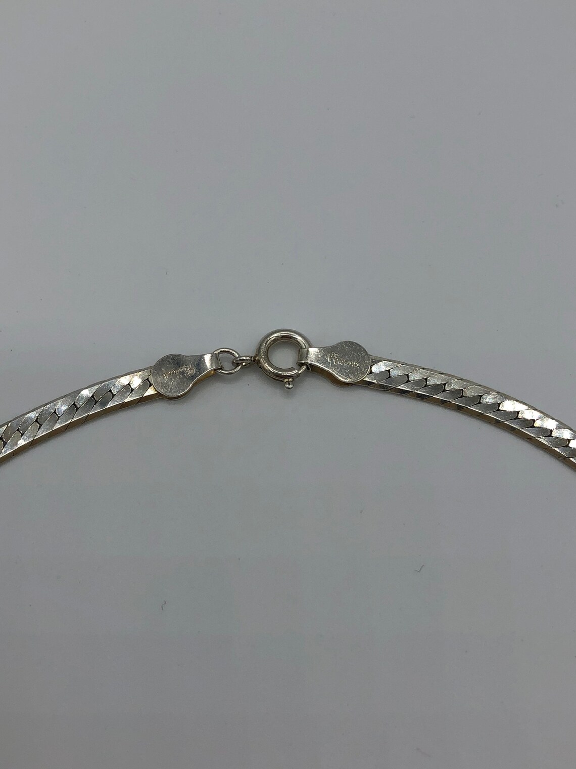 Vintage Sterling Silver Herringbone 16 Inch Choker Necklace Etsy
