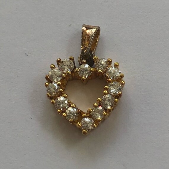 Vintage Vermeil Cubic Zirconia Heart Pendant Charm - Cubic Zirconia Heart Pendant Vintage Vermeil Cubic Zirconia Heart Pendant Charm - Cubic Zirconia Heart Pendant