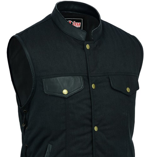 Mens Biker Style Denim Club Vest Side Lace Waistcoat With Real Etsy UK