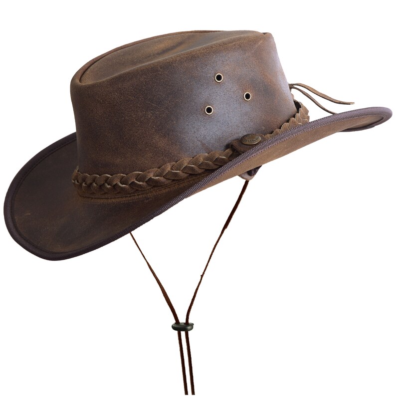 Leather Aussie Style Cowboy Outback Antique Hat in Vintage Tan - Etsy