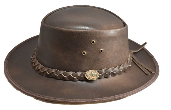 AUSTRALIAN Outback Cowboy Western Stile Reale in Pelle e pelle scamosciata Aussie Bush Cappello 