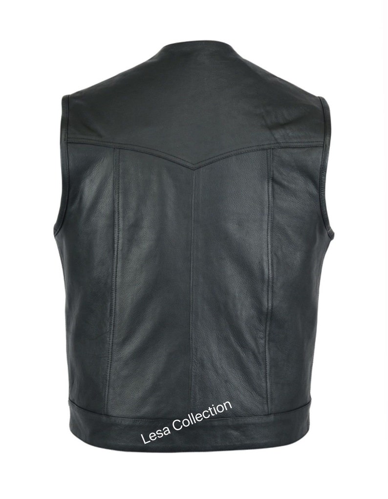 Motorcycle Motorbike Cut Off Vest With Chrome Leather Biker Sons of Anarchy Style