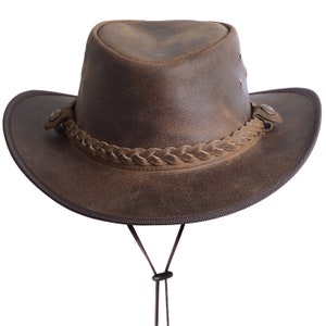 Leather Aussie Style Cowboy Outback Antique Hat in Vintage Tan Brown - Etsy