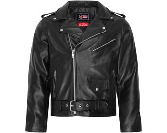 Mens Real Leather Brando Jacket Motorbike Motorcycle Perfecto Biker All Sizes