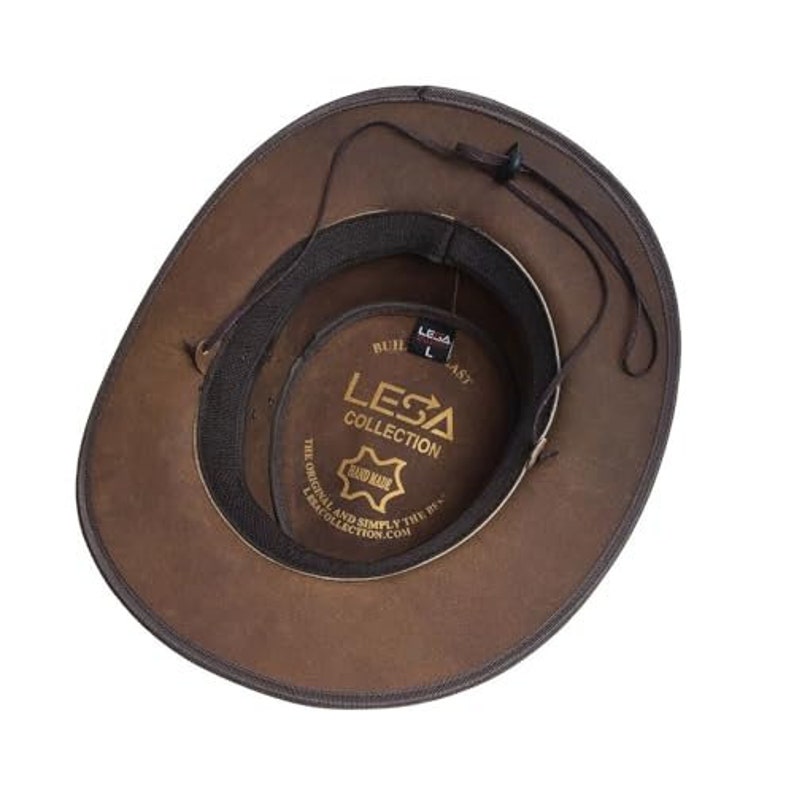Lesa Collection Sombrero antiguo de cuero estilo australiano Cowboy Outback en bronceado vintage imagen 4