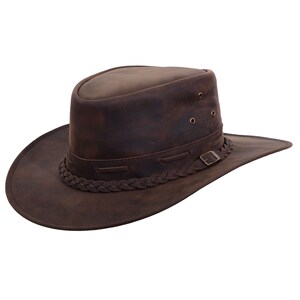 Leather Cowboy Hat Genuine Leather Hat Wide Brim Western Hat Men Aussie ...