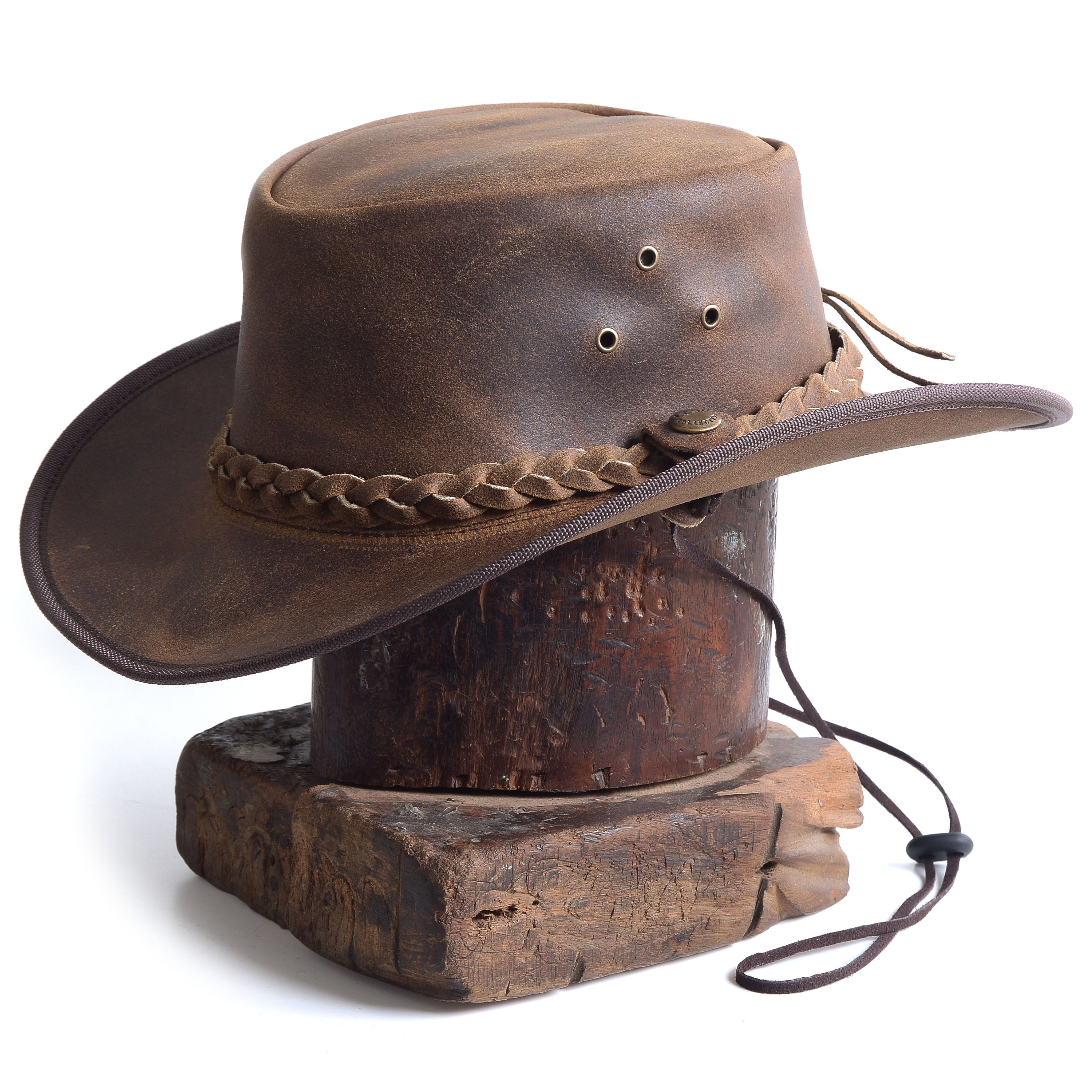 Vintage Iron Bark Hat Co Brown Leather Western Outback Hat Australian ...