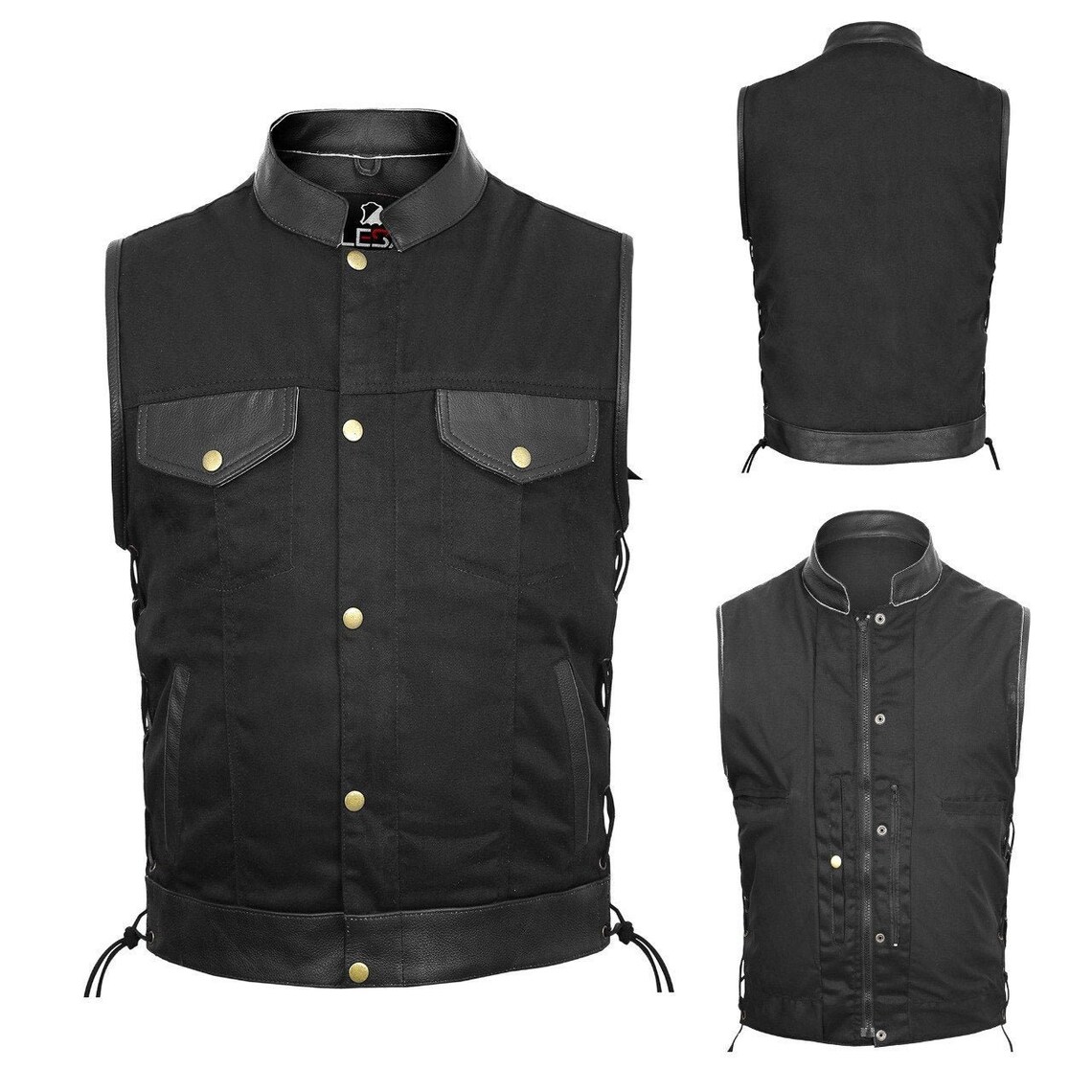 Mens Biker Style Denim Club Vest Side Lace Waistcoat With Real Etsy UK