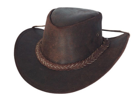 Australian Western Style Leather Outback Bush Hat Brown Aussie Hat -   Canada