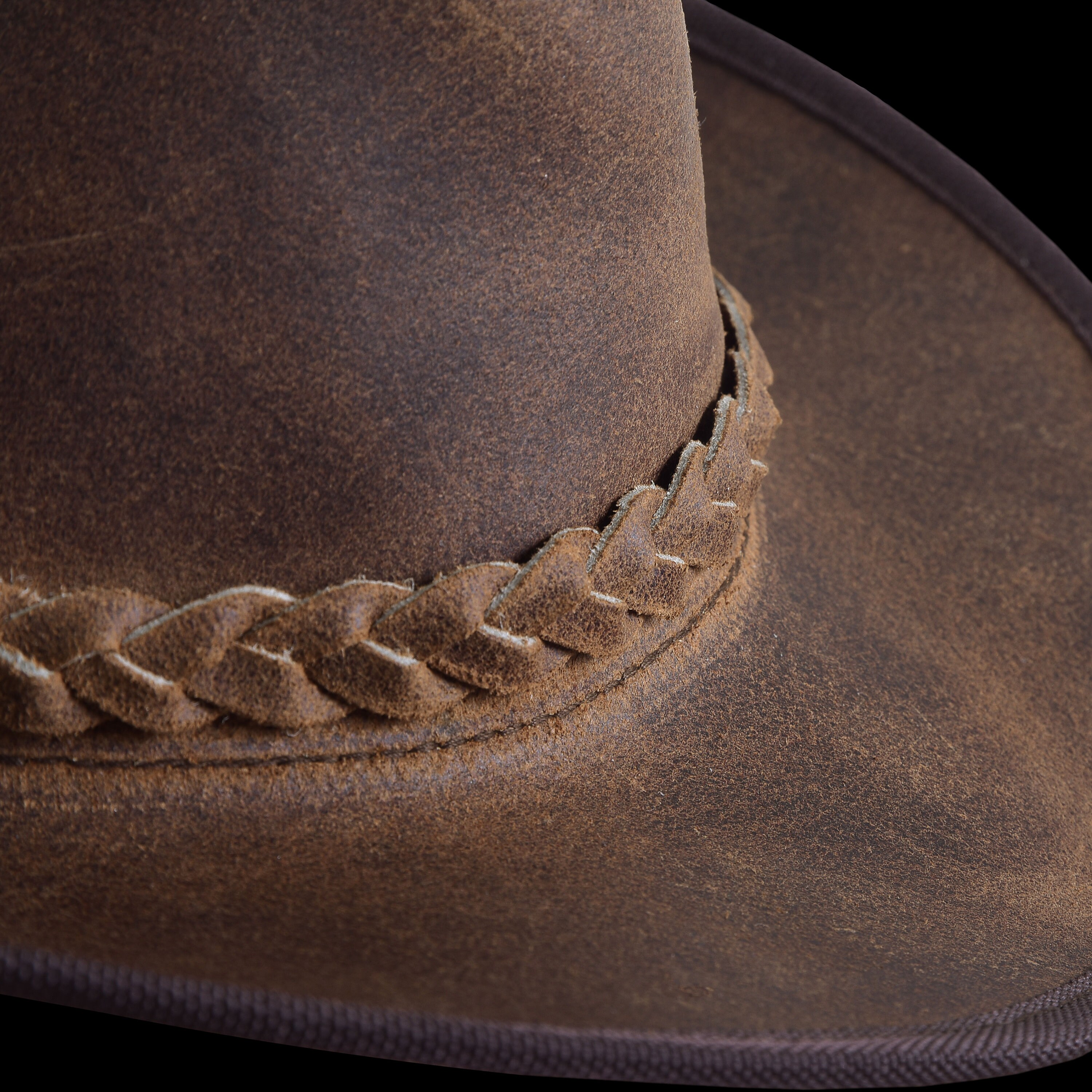Leather Hats Sombrero de cuero de Safari con sombrero de cuero de la banda con estilo en Sudáfrica Cowboy/Outback/Australian/Style Waxy Hat