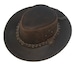 Leather Cowboy Western Aussie Style Bush Hat Brown With Free Chin Strap 
