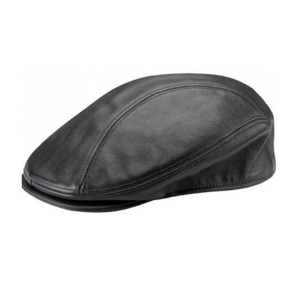 New Real Cow Leather Ivy Flat Newsboy Cap Gatsby Golf Hat Driver Cabbie