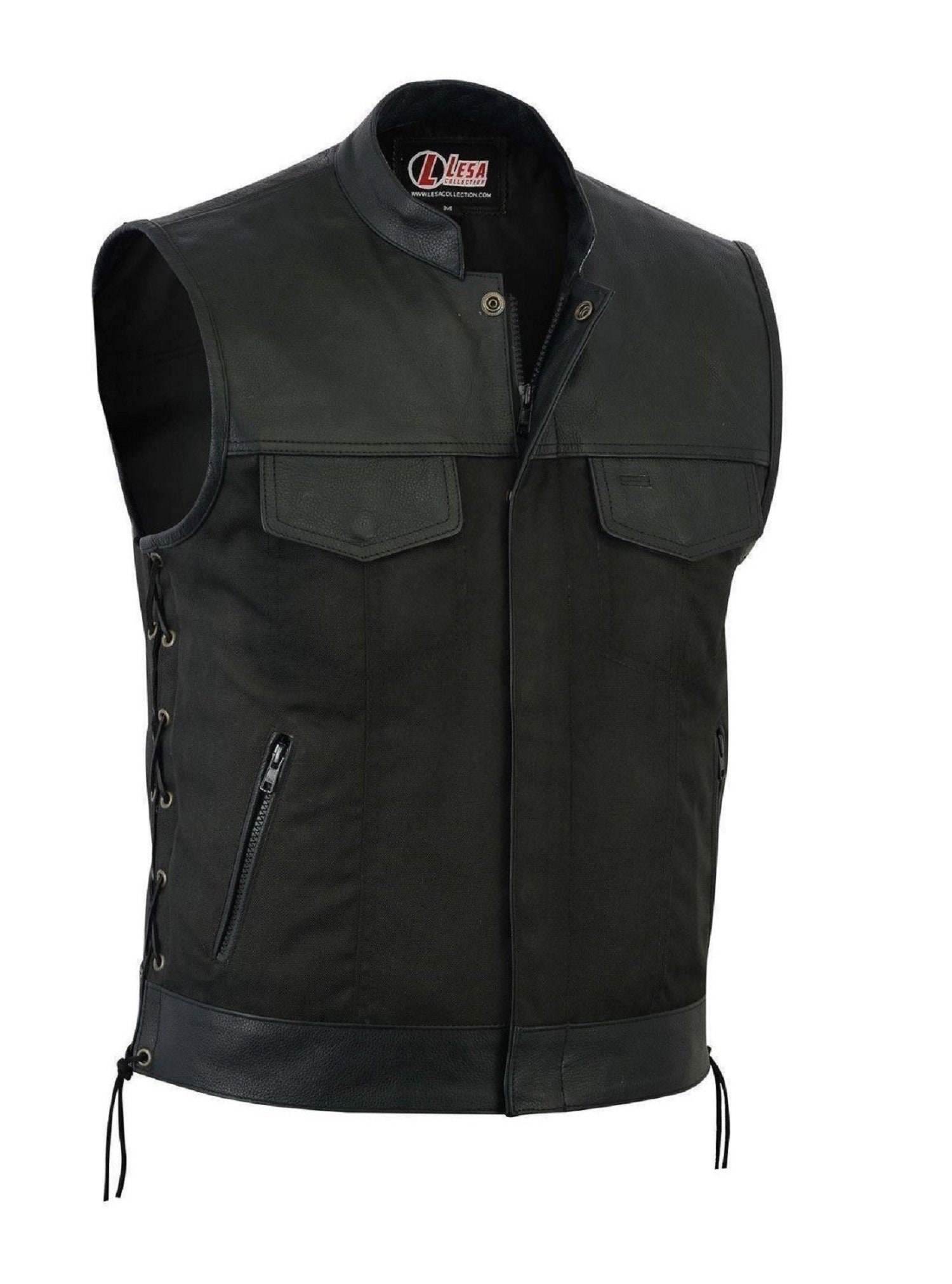 Mens leather shop motorcycle vest