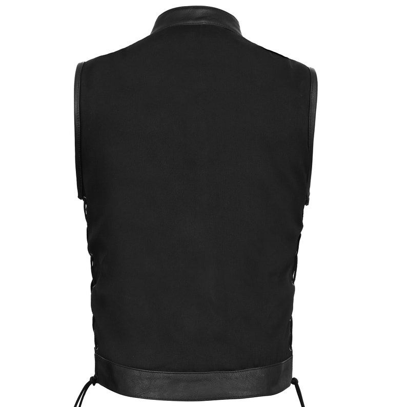 Mens Biker Style Denim Club Vest Side Lace Waistcoat With Real Etsy UK