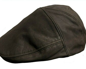 Brown Oiled Nubuck Leather Ivy Cap Golf Bunnet Newsboy Flat Gatsby 5 panel