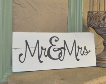 Mr & Mrs wedding or shower gift on vintage cedar wood. Light weight and handcrafted to hand anywher