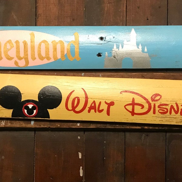 INDIVIDUAL Disney mileage or directional mile marker  wood hand painted signs perfect for yard garden library home or anywhere