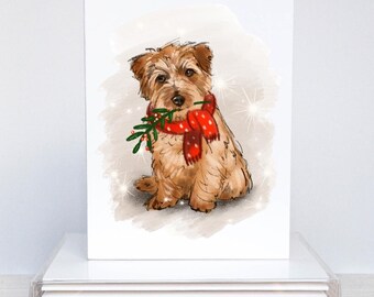 Norfolk Terrier Christmas Holiday Cards: Festive Dog Art