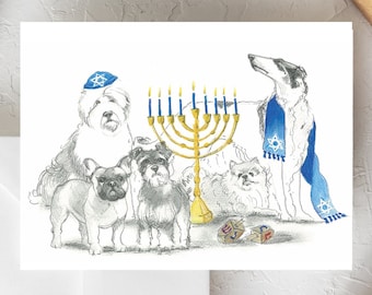 Dog Hanukkah Cards: Festive Pups, Festival of Lights