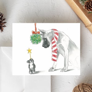 Great Dane and Chihuahua Holiday Card | Dane and Chihuahua Christmas Card | Dog Christmas Card | Pet Holiday Cards | Fawn Great Dane