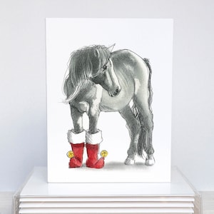 Horse in Boots Holiday Cards | Horse Christmas Cards | Pony Christmas Cards | Pony Holiday Cards | Horse Holiday Cards