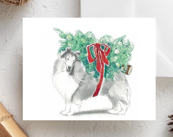 Rough Collie Christmas Card: Original Holiday Art