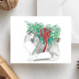 Rough Collie Holiday Cards | Collie Dog Christmas Cards | Rough Collie xmas Cards | Collie gifts for Christmas | Collie Dog Stationery