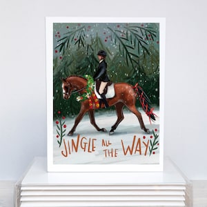 Horse Christmas Card: English Saddle Holiday Illustration
