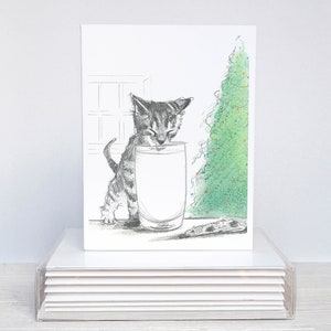 Milk Kitten Holiday Cards | Tabby Kitten Christmas Cards | Cat Christmas Cards | Cat Holiday Cards | Kitten Stationery