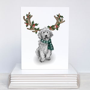 Doodle Reindeer Holiday Cards | Doodle Dog Christmas Card | Goldendoodle Christmas | Labradoodle Holiday | Doodle Puppy Cards | Doodle