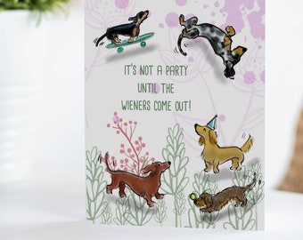 Dachshund Birthday Card | Wiener Party | Doxie Card | Dachshund mom | Dog birthday card | Dachshund Stationery | Dachshund Stationary