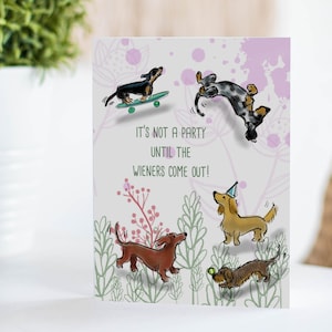 Dachshund Birthday Card | Wiener Party | Doxie Card | Dachshund mom | Dog birthday card | Dachshund Stationery | Dachshund Stationary