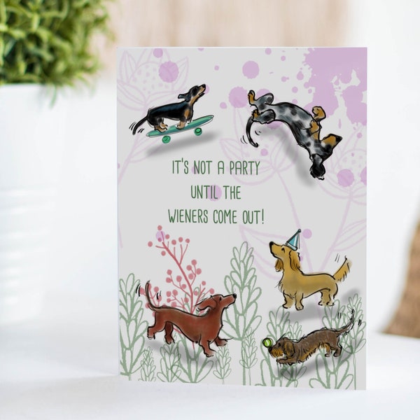 Dachshund Birthday Card | Wiener Party | Doxie Card | Dachshund mom | Dog birthday card | Dachshund Stationery | Dachshund Stationary