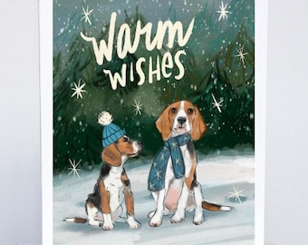 Beagle Christmas Card: Hand-Illustrated Dog Holiday Card